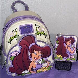 Exclusive Loungefly Disney Hercules Meg Floral Mini Backpack and Wallet Set